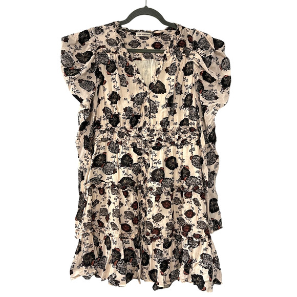 Ulla Johnson 4 Winsor Ruffled Floral Puff Shoulder Long Sleeve Mini Dress Cream - Picture 2 of 12